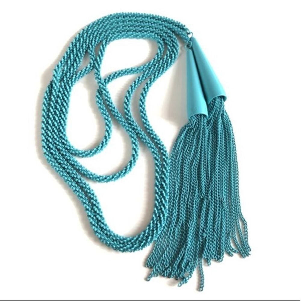 Kendra Scott Phara Matte Aqua Chain Tassel Lariat Necklace